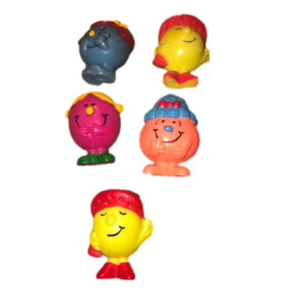 VTG 80’s Arby’s Mr. Men Rubber Mini Miniature Toy Figurines x5 / Approx 1.6” - Picture 1 of 3